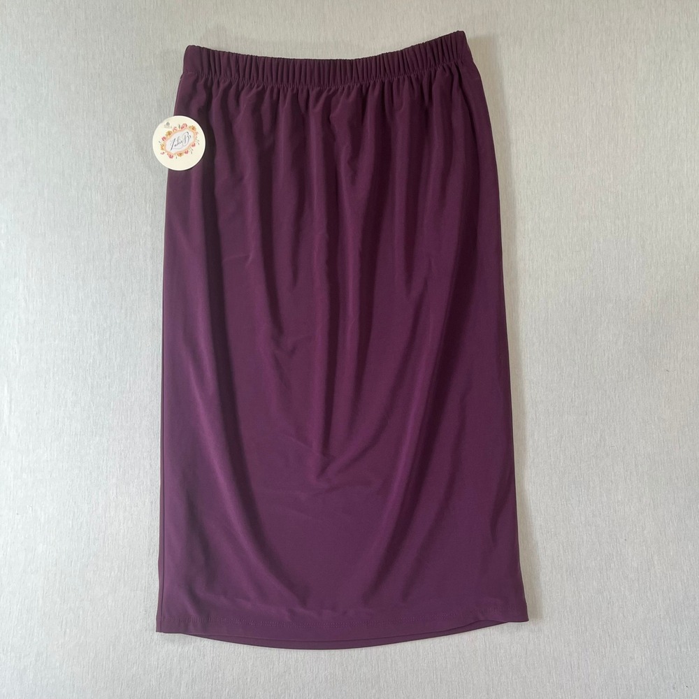 NEW Zadie B's Pencil Skirt Womens M Plum Purple Elastic Waist ZB100 NWT